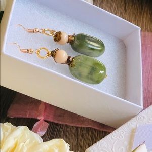 Boho Style Green Aventurine Beaded Drop Earrings